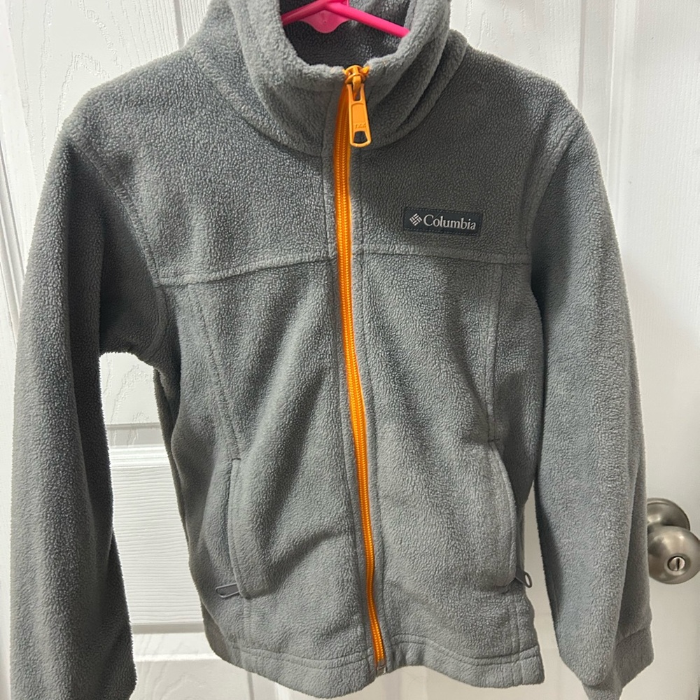 Columbia Gray Jacket with Bright Orange Accent